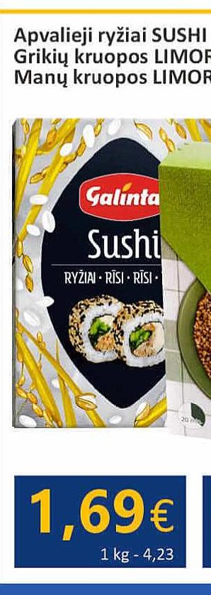 Apvalieji ryžiai SUSHI GALINTA, 4 x 100 g