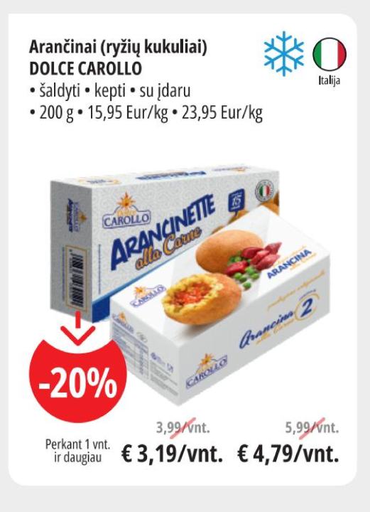 Arančinai (ryžių kukuliai) DOLCE CAROLLO, 200 g