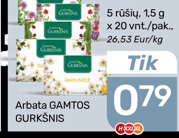 Arbata GAMTOS GURKŠNIS, 1.5 g