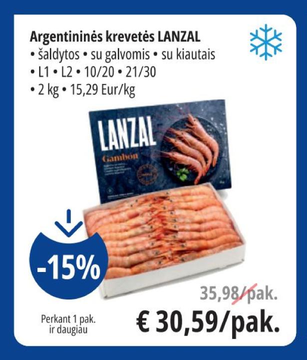 Argentininės krevetės LANZAL, 2 kg