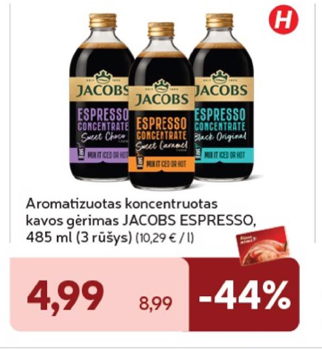 Aromatizuotas koncentruotas kavos gėrimas JACOBS ESPRESSO, 485 ml