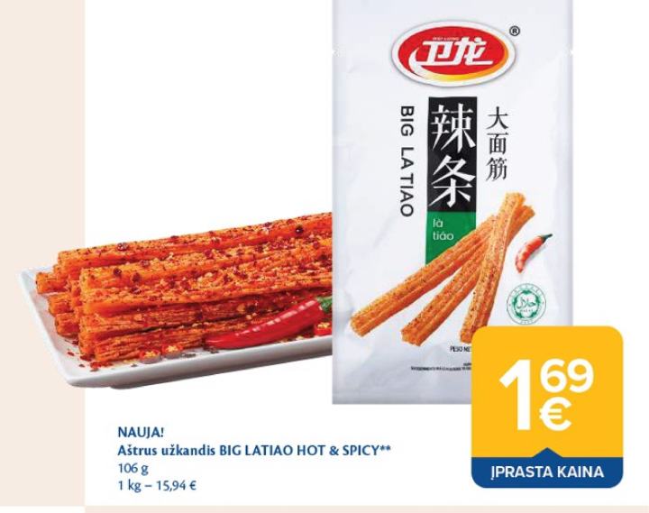 Aštrus užkandis BIG LATIAO HOT & SPICY, 106 g