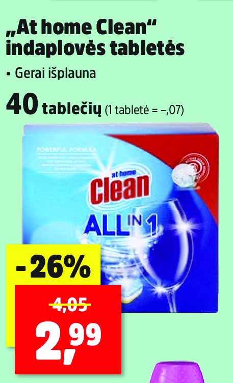 „At home Clean“ indaplovės tabletės