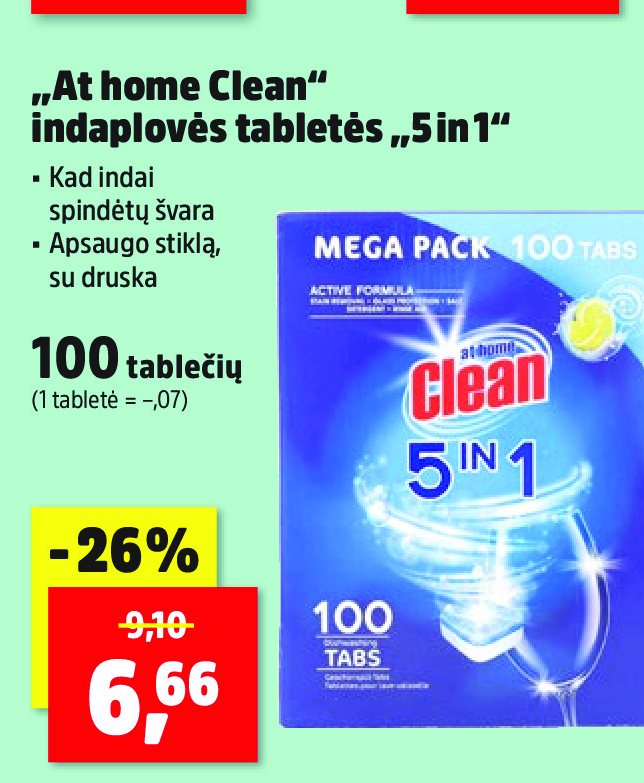 „At home Clean“ indaplovės tabletės „5 in 1“