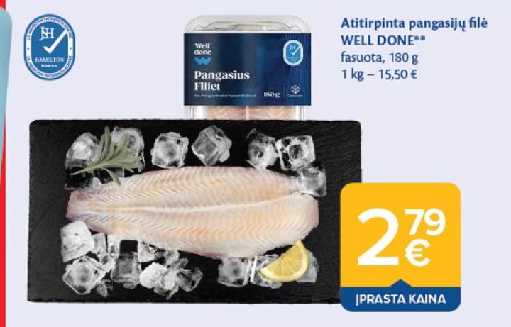 Atitirpinta pangasijų filė WELL DONE, 180 g