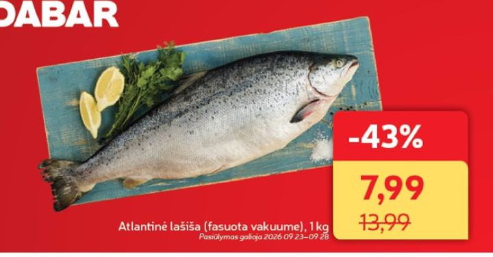 Atlantinė lašiša (fasuota vakuume), 1 kg