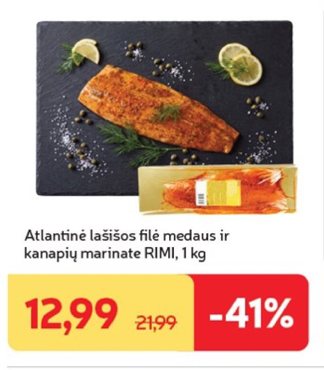 Atlantinė lašišos filė medaus ir kanapių marinate RIMI, 1 kg