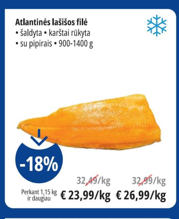 Atlantinės lašišos filė, 1400 g