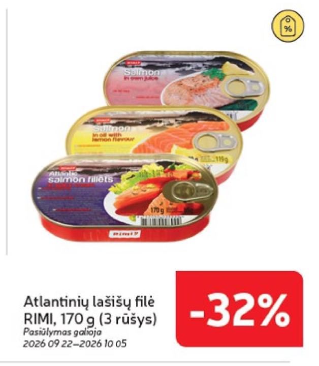Atlantinių lašišų filė RIMI, 170 g