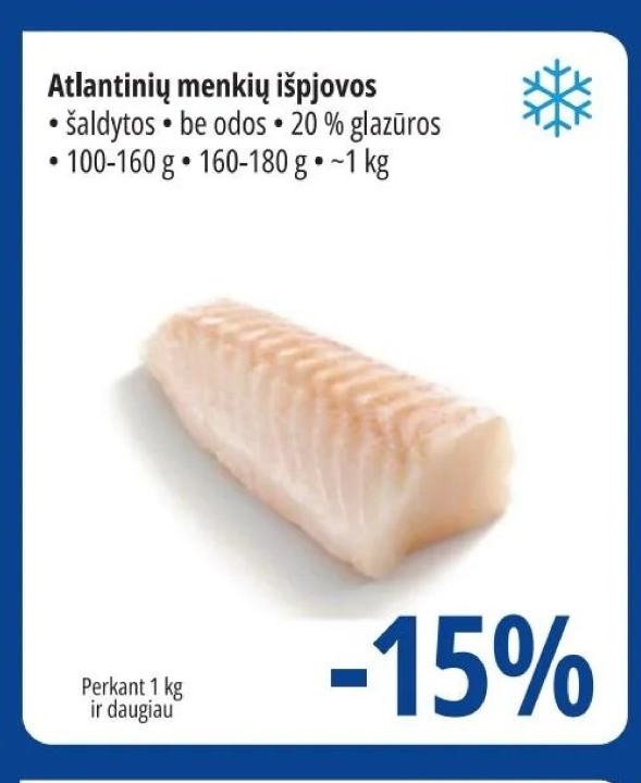 Atlantinių menkių išpjovos, 160 g