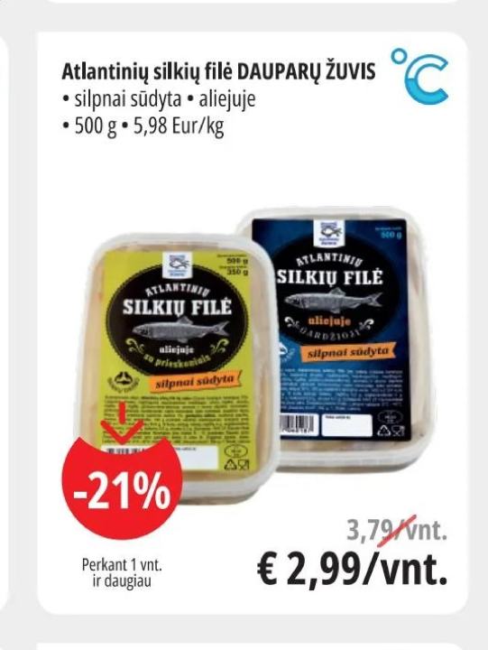 Atlantinių silkių filė DAUPARŲ ŽUVIS, 500 g