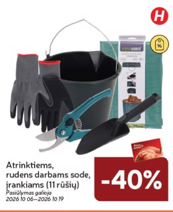 Atrinktiems, rudens darbams sode, įrankiams