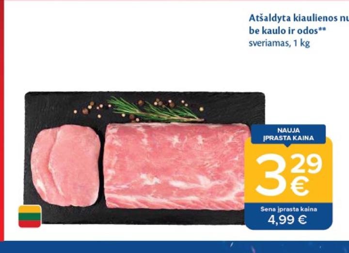 Atšaldyta kiaulienos nugarinė be kaulo ir odos, 1 kg