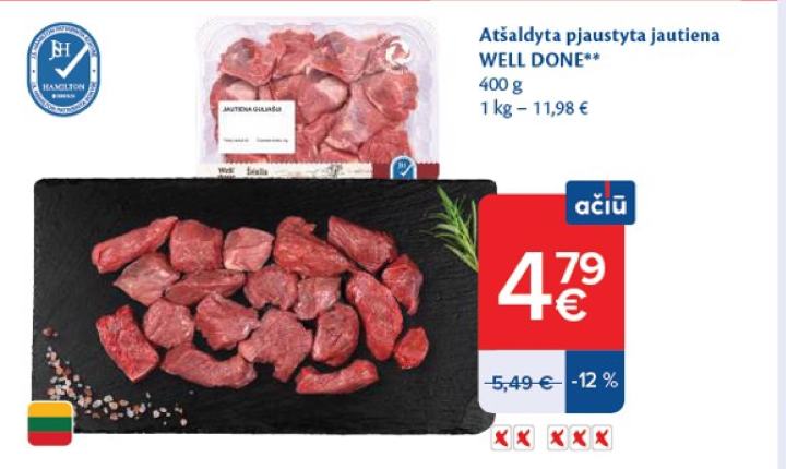 Atšaldyta pjaustyta jautiena WELL DONE, 400 g