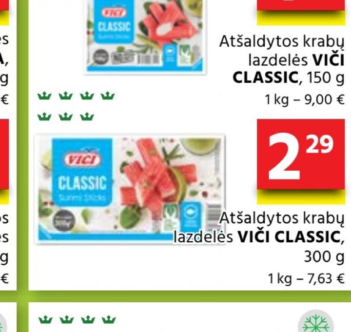 Atšaldytos krabų lazdelės VIČI CLASSIC, 150 g