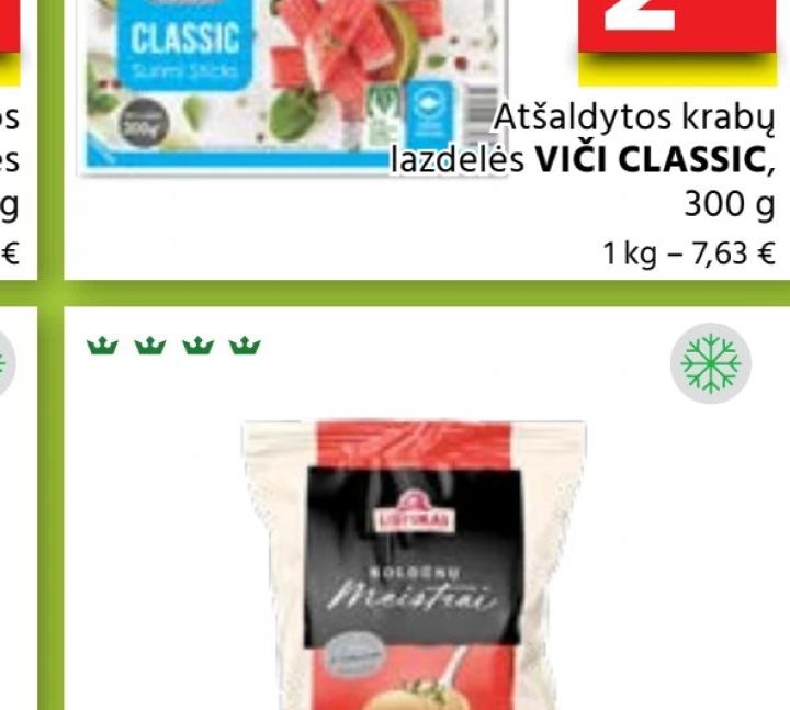 Atšaldytos krabų lazdelės VIČI CLASSIC, 300 g