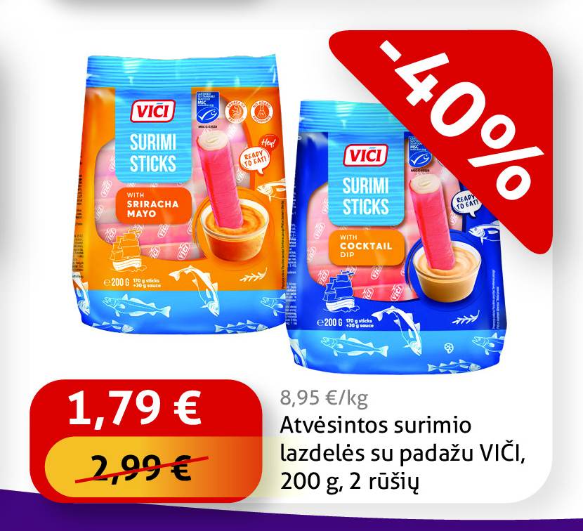 Atvėsintos surimio lazdelės su padažu VIČI, 200 g
