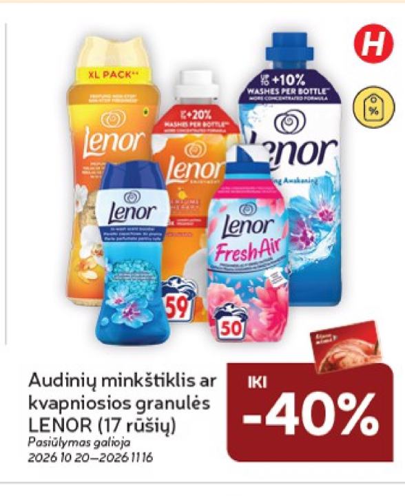 Audinių minkštiklis ar kvapniosios granulės LENOR