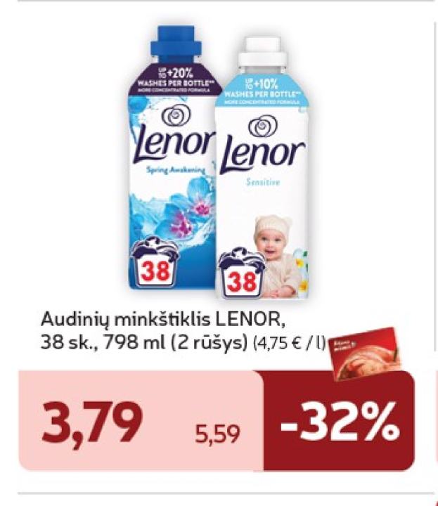 Audinių minkštiklis LENOR, 798 ml