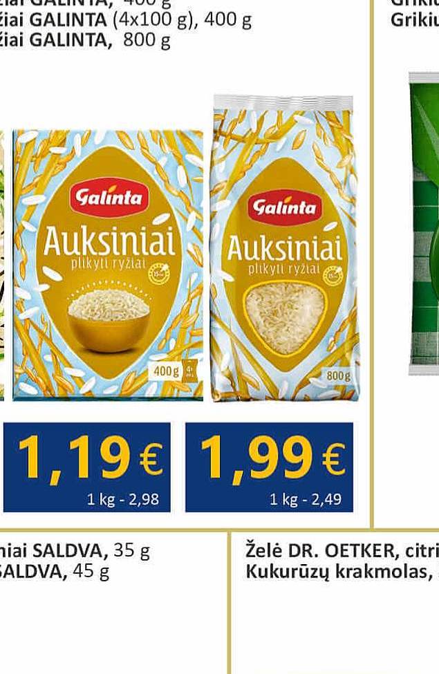 AUKSINIAI plikyti ryžiai GALINTA, 4 x 100 g