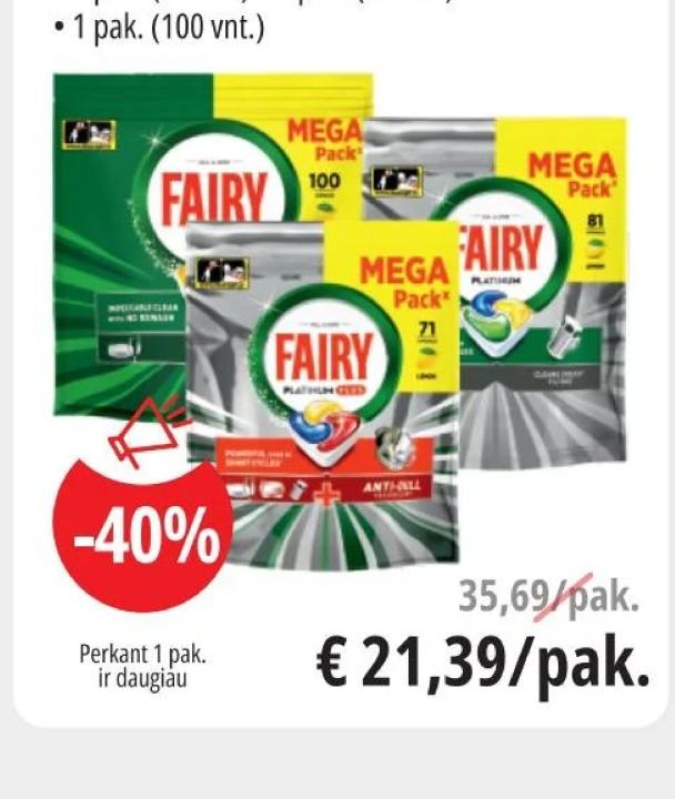 Automatinių indaplovių kapsulės FAIRY Platinum Lemon / Ain1 Lemon, 1 pak.