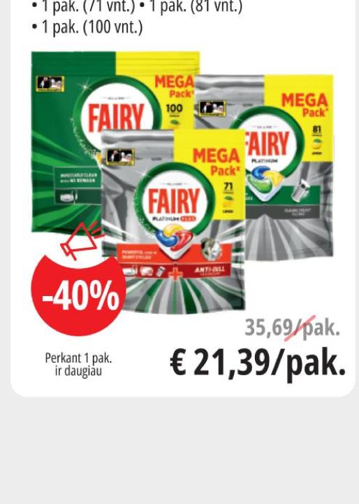 Automatinių indaplovių kapsulės FAIRY Platinum Lemon / All1 Lemon, 1 pak.