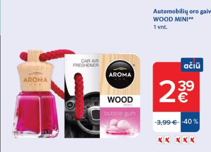 Automobilių oro gaiviklis WOOD MINI, 1 vnt