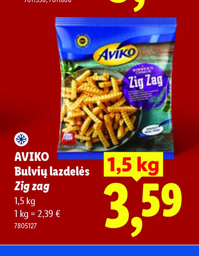 AVIKO Bulvių lazdelės Zig zag, 1.5 kg