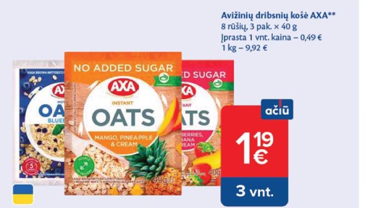 Avižinių dribsnių košė AXA, 3 pak.
