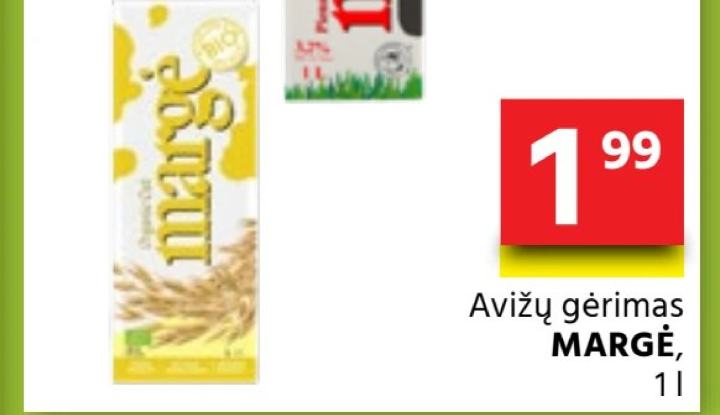 Avižų gėrimas MARGĖ, 1 l