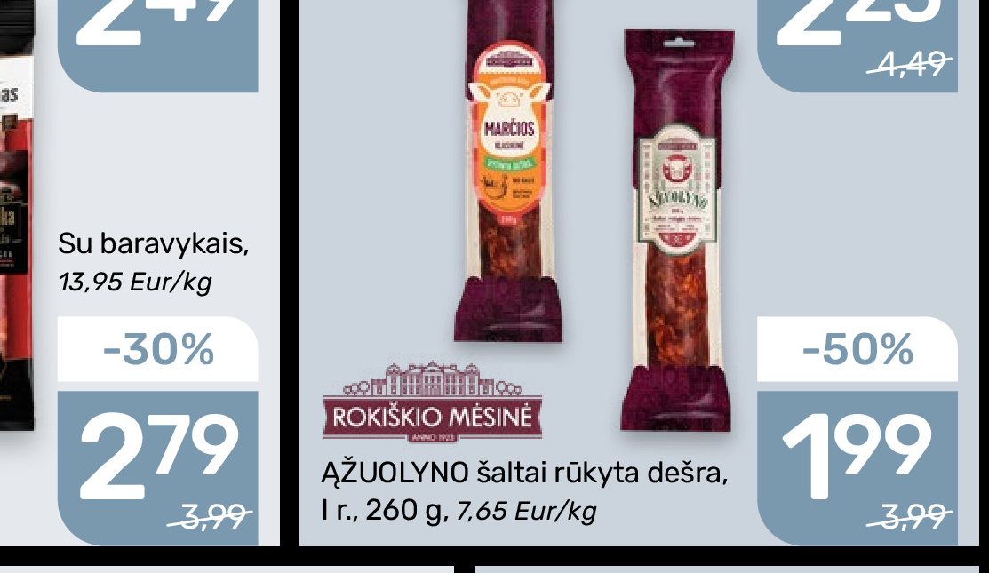 ĄŽUOLYNO šaltai rūkyta dešra, 260 g