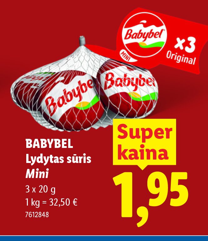 BABYBEL Lydytas sūris Mini, 3 x 20 g
