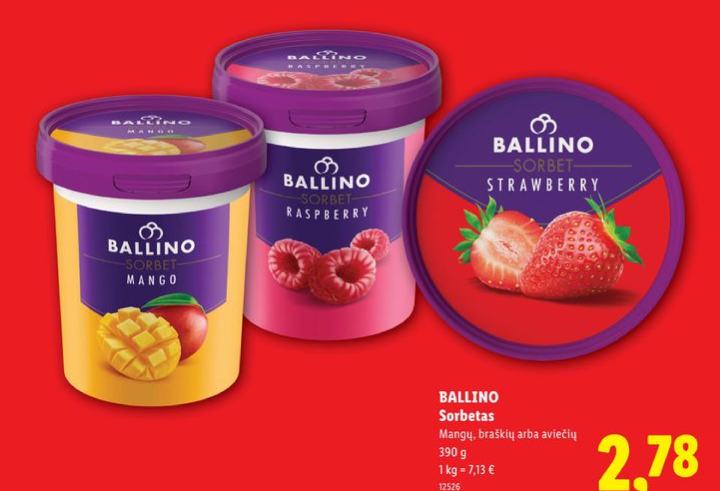 BALLINO Sorbetas, 390 g