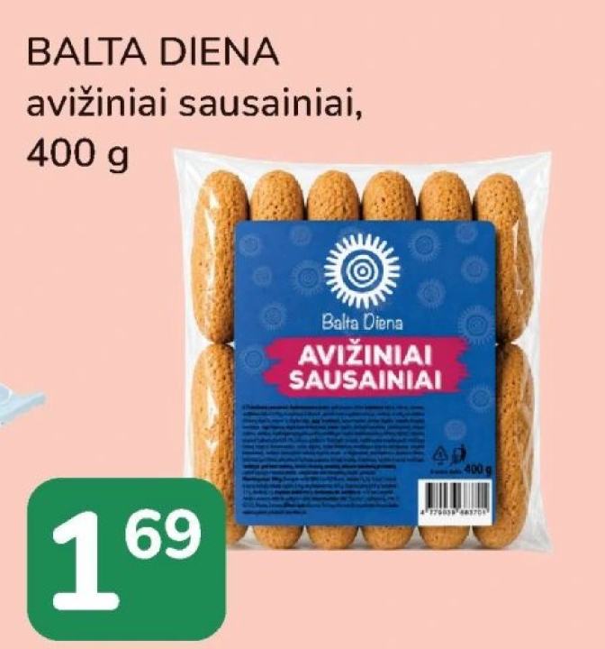BALTA DIENA avižiniai sausainiai, 400 g