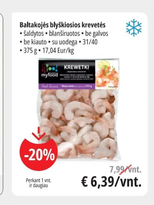 Baltakojės blyškiosios krevetės, 375 g