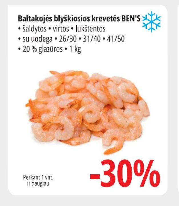 Baltakojės blyškiosios krevetės BEN'S, 1 kg