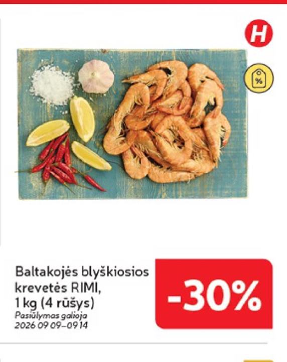 Baltakojės blyškiosios krevetės RIMI, 1 kg