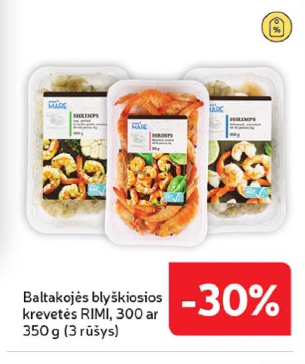 Baltakojės blyškiosios krevetės RIMI, 350 g