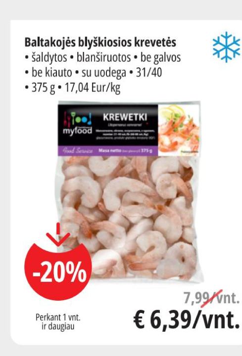 Baltakosios blyškiosios krevetės, 375 g