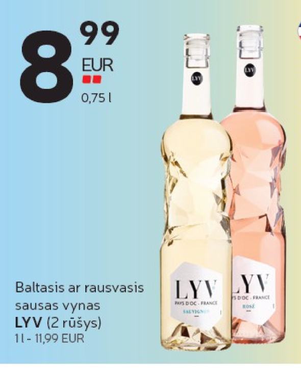 Baltasis ar rausvasis sausas vynas LYV, 1 l