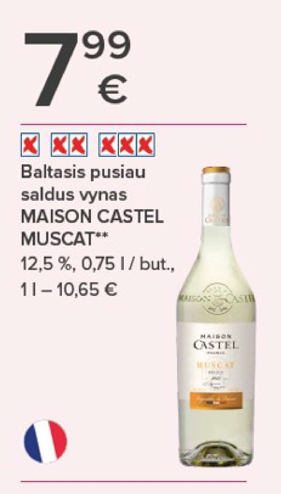 Baltasis pusiau saldus vynas MAISON CASTEL MUSCAT, 0.75 l