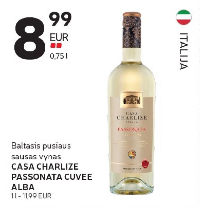 Baltasis pusiau sausas vynas CASA CHARLIZE PASSONATA CUVEE ALBA, 0.75 l