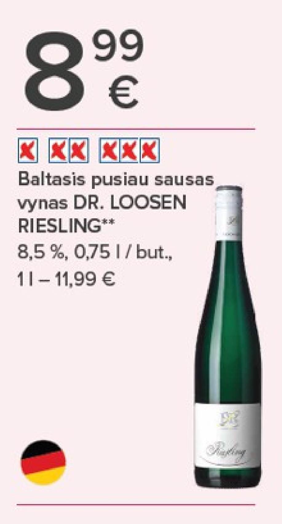Baltasis pusiau sausas vynas DR. LOOSEN RIESLING, 0.75 l
