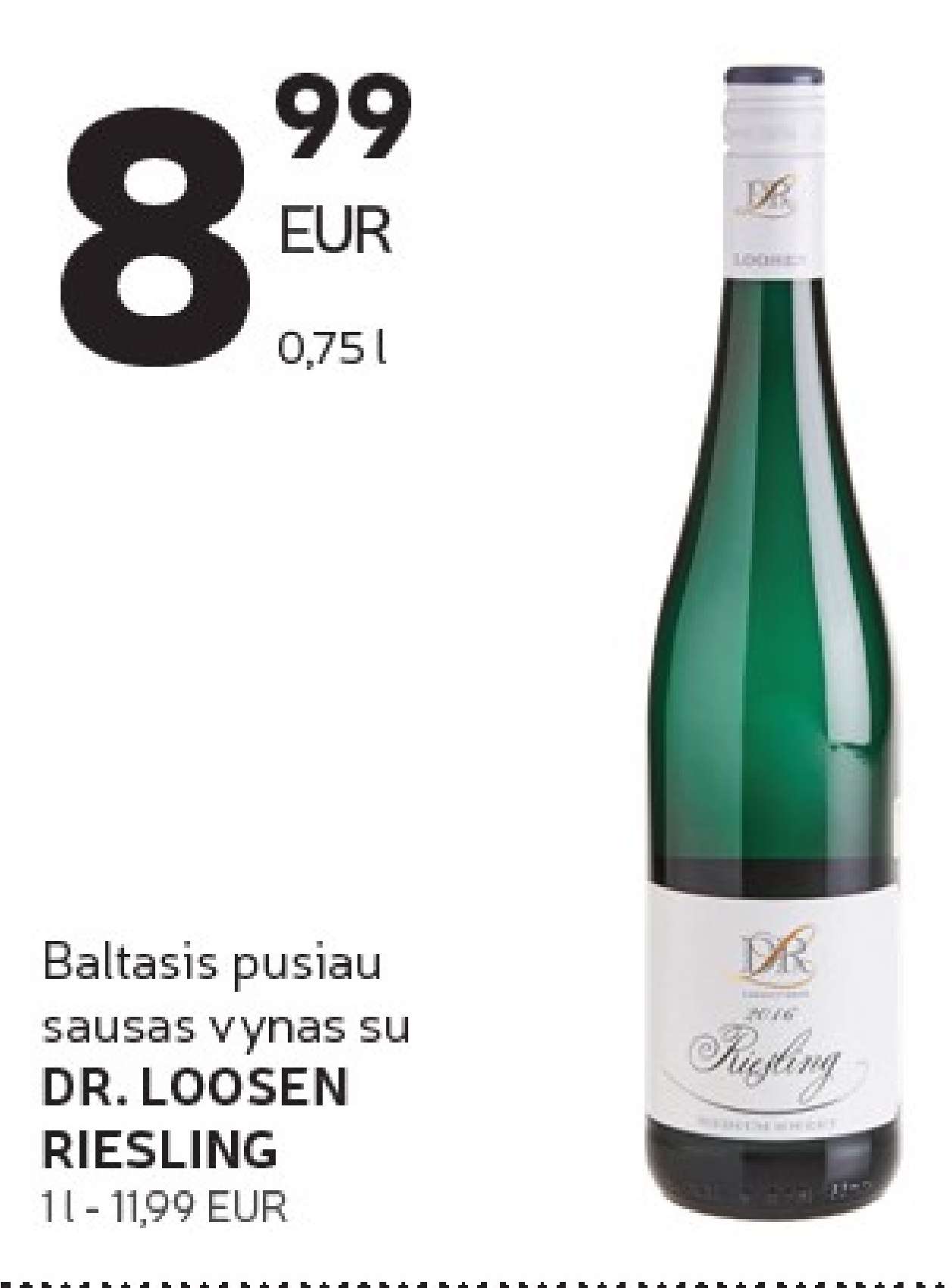 Baltasis pusiau sausas vynas su DR. LOOSEN RIESLING, 1 l