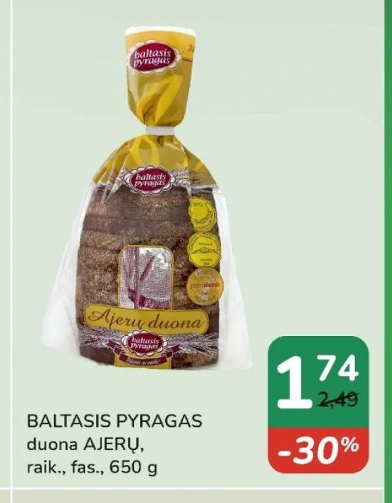 BALTASIS PYRAGAS duona AJERŲ, 650 g