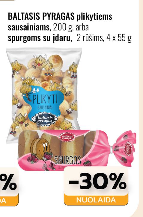 BALTASIS PYRAGAS plikytiems sausainiams, arba spurgoms su įdaru, 200 g