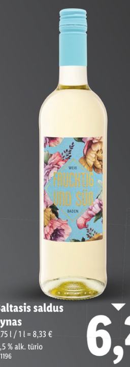 Baltasis saldus vynas, 0.75 l