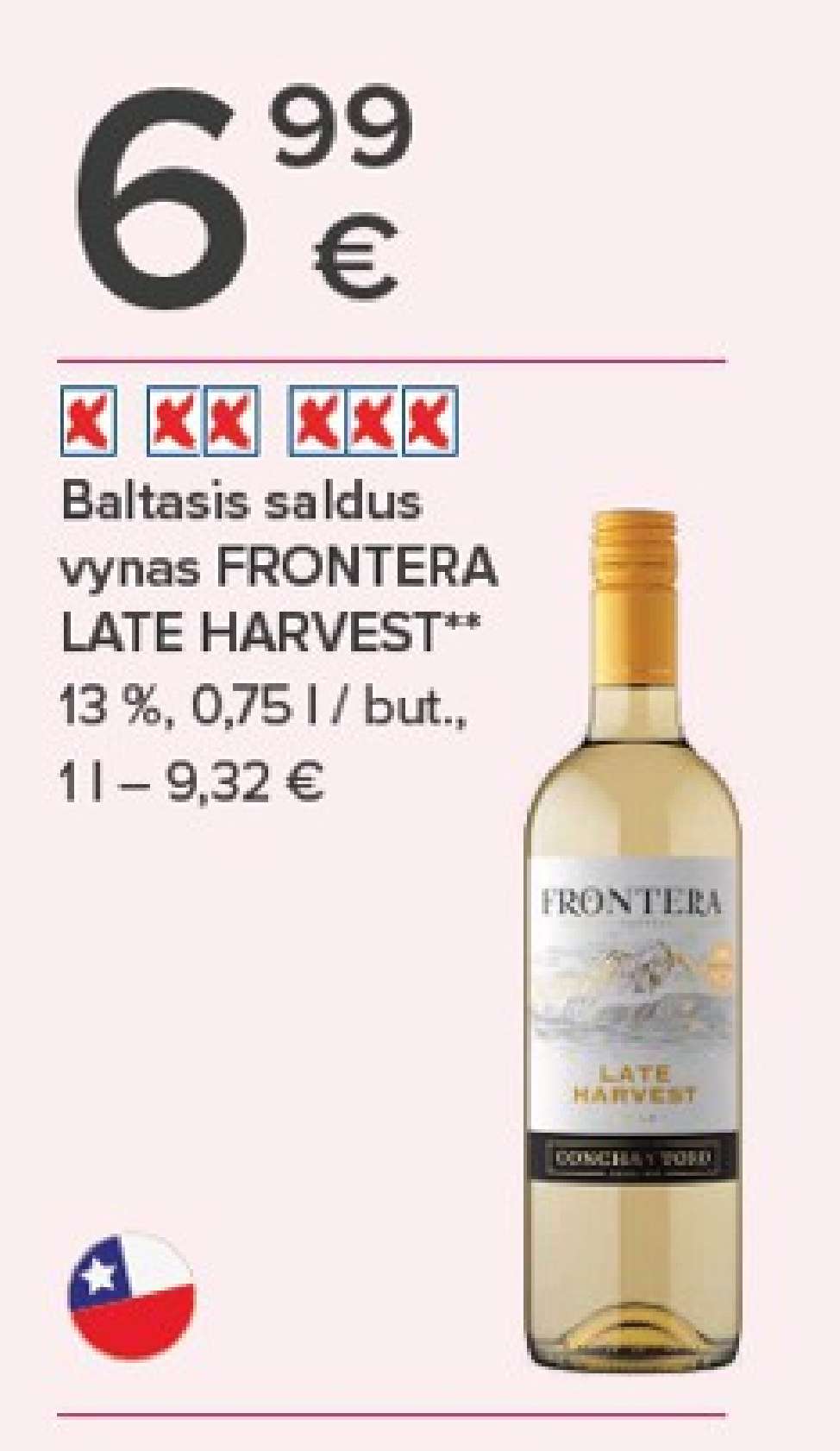 Baltasis saldus vynas FRONTERA LATE HARVEST, 0.75 l