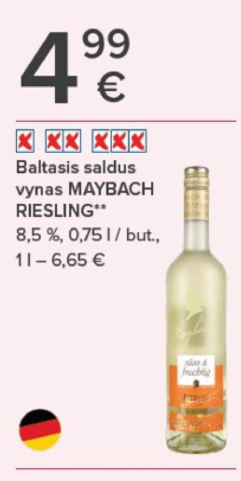 Baltasis saldus vynas MAYBACH RIESLING, 0.75 l