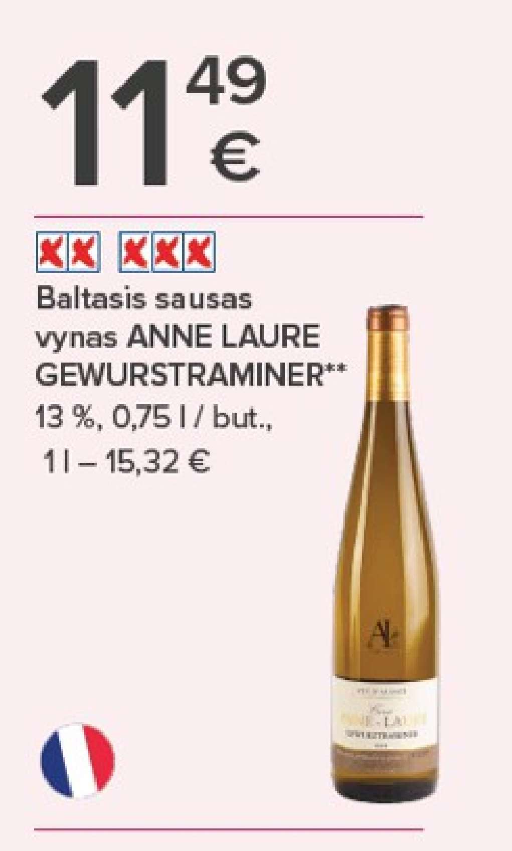 Baltasis sausas vynas ANNE LAURE GEWURZTRAMINER, 0.75 l